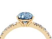 Pear-Shaped Pave Solitaire Engagement Ring Setting for a Fancy Blue Lab-Grown Diamond | Shared Prong Band | Yellow Gold