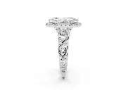 Marquise Vintage Filigree Halo Engagement Ring Setting | Scroll Shoulders | Sterling Silver