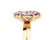Fancy Pink Marquise Cut Diamond Solitaire Engagement Ring Set in Yellow gold with Flat Band and Prong Setting