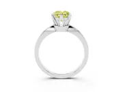 Fancy Yellow Oval Cut Diamond Solitaire Engagement Ring Set in White gold with Slim Tapered Solitaire Band