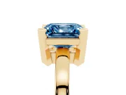 Asscher Cut Solitaire Engagement Ring Setting for a Fancy Blue Lab-Grown Diamond | Flat Tab Prongs | Yellow Gold