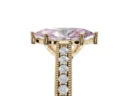 Marquise Vintage Engraved Pavé Engagement Ring Setting for a Fancy Pink Lab-Grown Diamond | Milgrain Edges | Yellow Gold