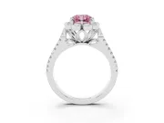 Radiant Cut Floral Halo Engagement Ring Setting for a Fancy Pink Lab-Grown Diamond | Pavé Split Shank | Sterling Silver