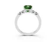 Fancy Green Princess Cut Diamond Five-Stone Prong Set Engagement Ring Set in Silver with Channel Band