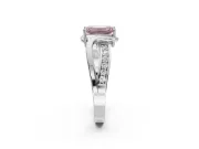 Emerald Cut Bypass Solitaire Engagement Ring Setting for a Fancy Pink Lab-Grown Diamond | Pavé Strands | Sterling Silver