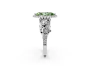 Marquise Vintage Halo Engagement Ring Setting for a Fancy Green Lab-Grown Diamond | Bezel Shoulder Accents | Platinum