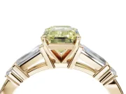 Emerald Cut Tapered Baguette Engagement Ring Setting for a Fancy Yellow Lab-Grown Diamond | Bar Set Sides | Yellow Gold
