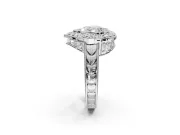 Heart-Shaped Vintage Halo Engagement Ring Setting | Art Deco Side Panels | Sterling Silver