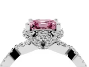 Asscher Cut Milgrain Halo Engagement Ring Setting for a Fancy Pink Lab-Grown Diamond | Graduated Shoulders | White Gold