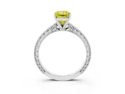 Radiant Cut Engraved Engagement Ring Setting for a Fancy Yellow Lab-Grown Diamond | White Gold