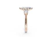 Marquise Three-Stone Engagement Ring Setting | Pear Side Stones | Rose Gold
