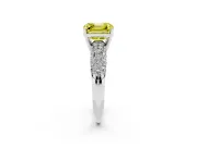 Asscher Cut Close Set Pave Engagement Ring Setting for a Fancy Yellow Lab-Grown Diamond | Multi Row | Sterling Silver