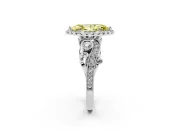 Marquise Vintage Halo Engagement Ring Setting for a Fancy Yellow Lab-Grown Diamond | Bezel Shoulder Accents | Platinum