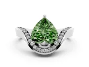 Heart-Shaped Bypass Engagement Ring Setting for a Fancy Green Lab-Grown Diamond | Pavé Ribbon | Sterling Silver