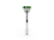 Oval Side Stone Engagement Ring Setting for a Fancy Green Lab-Grown Diamond | Pave Band | Sterling Silver