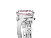 Princess Cut Bypass Solitaire Engagement Ring Setting for a Fancy Pink Lab-Grown Diamond | Pavé Strands | White Gold