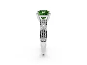 Princess Cut Three Row Pave Engagement Ring Setting for a Fancy Green Lab-Grown Diamond | White Gold