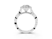 Round Halo Engagement Ring Setting | Pavé Twist Band | Sterling Silver