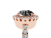 Round Vintage Milgrain Halo Engagement Ring Setting for a Black Center | Pierced Gallery | Rose Gold