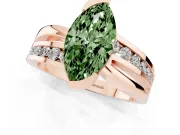 Marquise Graduated Bypass Engagement Ring Setting for a Fancy Green Lab-Grown Diamond | Rose Gold