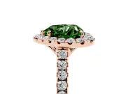 Heart-Shaped Raised Halo Engagement Ring Setting for a Fancy Green Lab-Grown Diamond | Rose Gold