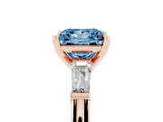 Princess Cut Baguette Engagement Ring Setting for a Fancy Blue Lab-Grown Diamond | Rose Gold