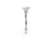 Oval Cut Diamond Solitaire Ring Set in White gold with Twisted Band and Bead Prong Setting