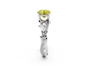 Fancy Yellow Round Cut Diamond Pavé Twist Band Solitaire Ring Set in Platinum with Prong Setting