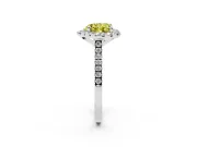 Heart-Shaped Halo Engagement Ring Setting for a Fancy Yellow Lab-Grown Diamond | Tapered Band | Sterling Silver