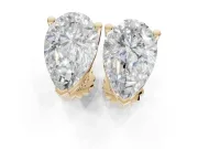Oval Lab-Grown Diamond Solitaire Basket Stud Earrings | Open Gallery | Yellow Gold