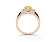Cushion Cut Cluster Halo Engagement Ring Setting for a Fancy Yellow Lab-Grown Diamond | Rose Gold