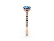 Round Hidden Halo Solitaire Engagement Ring Setting for a Fancy Blue Lab-Grown Diamond | Pave Band | Rose Gold