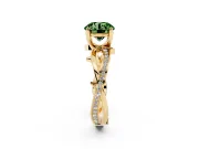Round Twisted Pavé Engagement Ring Setting for a Fancy Green Lab-Grown Diamond | Pavé and Plain Strands | Yellow Gold