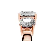 Asscher Cut Three Stone Engagement Ring Setting | Wide Plain Band | Rose Gold
