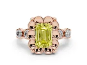 Emerald Cut Floral Engagement Ring Setting for a Fancy Yellow Lab-Grown Diamond | Petal Frame | Rose Gold