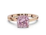 Cushion Cut Bypass Solitaire Engagement Ring Setting for a Fancy Pink Lab-Grown Diamond | Rose Gold