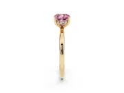 Fancy Pink Cushion Cut Diamond Solitaire Engagement Ring Set in Yellow gold with Prong Setting and Polished Band