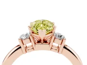Fancy Yellow Three-Stone Marquise Cut Diamond Ring Set in Rose gold with Prong Setting and Plain Band