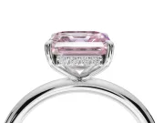 Asscher Cut Hidden Halo Ring Setting for a Fancy Pink Lab-Grown Diamond | Platinum