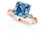 Asscher Cut Vintage Milgrain Engagement Ring Setting for a Fancy Blue Lab-Grown Diamond | Rose Gold