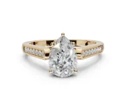 Pear-Shaped Cathedral Solitaire Engagement Ring Setting | Channel Set Band | Yellow Gold