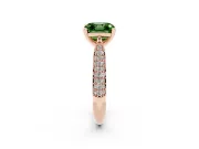 Fancy Green Asscher Cut Diamond Solitaire Engagement Ring Set in Rose gold with Multi-Row Round Pavé Band and Prong Setting