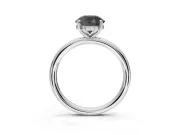 Round Hidden Halo Engagement Ring Setting for a Black Center | Thin Plain Band | Platinum