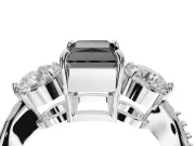 Fancy Black Radiant Cut Lab-Grown Diamond Three-Stone Ring Set in Sterling Silver with Channel-Set Band and Prong Setting