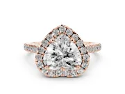 Heart-Shaped Halo Engagement Ring Setting | Tapered Band | Rose Gold