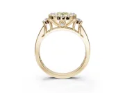 Oval Halo Engagement Ring Setting for a Fancy Yellow Lab-Grown Diamond | Side Clusters | Yellow Gold