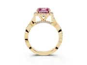 Asscher Cut Twist Halo Engagement Ring Setting for a Fancy Pink Lab-Grown Diamond | Yellow Gold