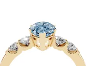 Marquise Five Stone Engagement Ring Setting for a Fancy Blue Lab-Grown Diamond | Yellow Gold