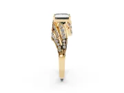 Princess Cut Bypass Pavé Engagement Ring Setting for a Black Center | Graduated Pavé | Yellow Gold