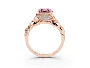Asscher Cut Leaf Bypass Engagement Ring Setting for a Fancy Pink Lab-Grown Diamond | Rose Gold